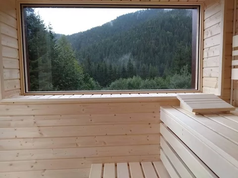 výhľad z fínskej sauny výhľad z fínskej sauny